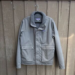 Patagonia Men’s Sherpa-Lined Canvas Jacket — Grey, Size Large